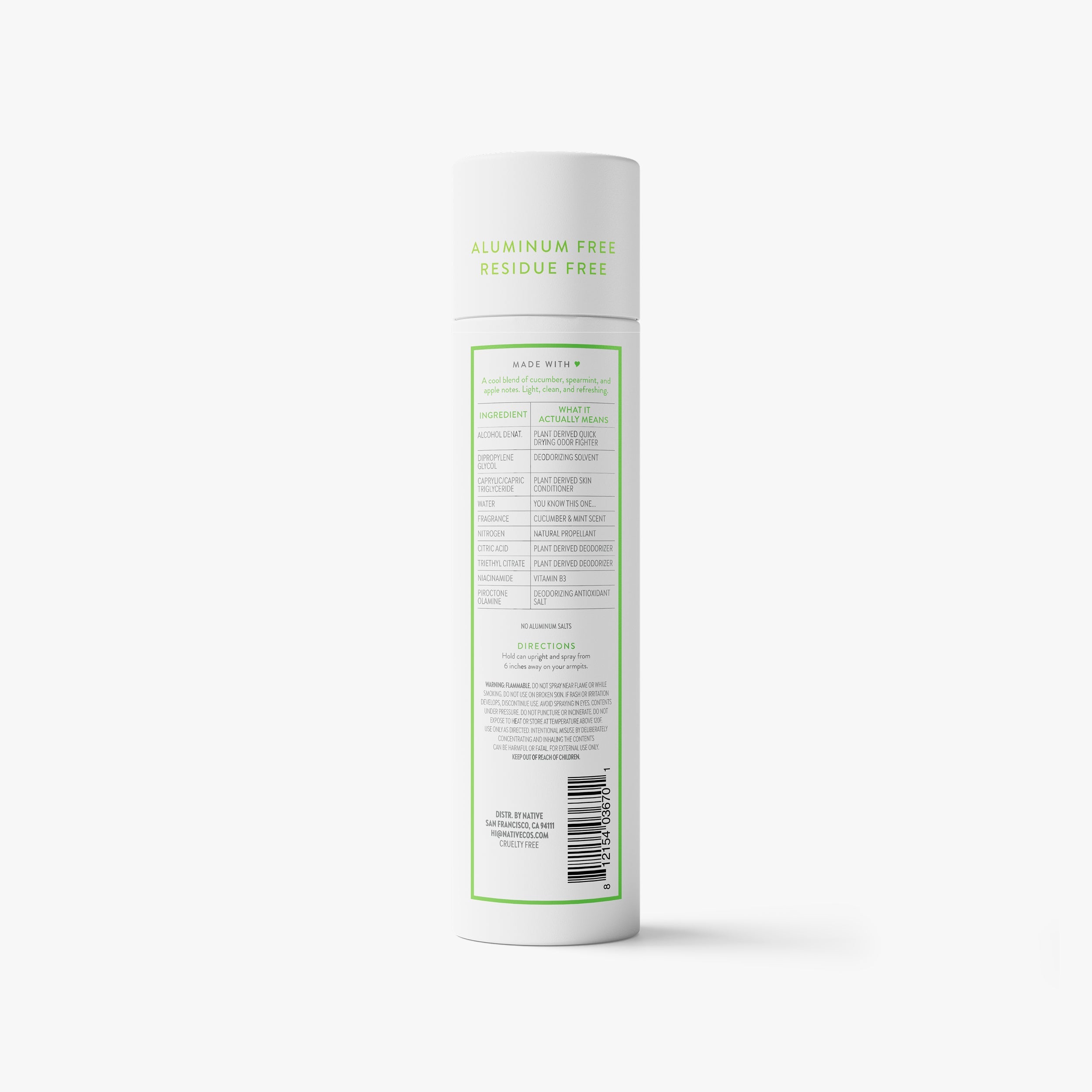 Deodorant Spray Cucumber and Mint 3.5oz Classic Everyday Essential