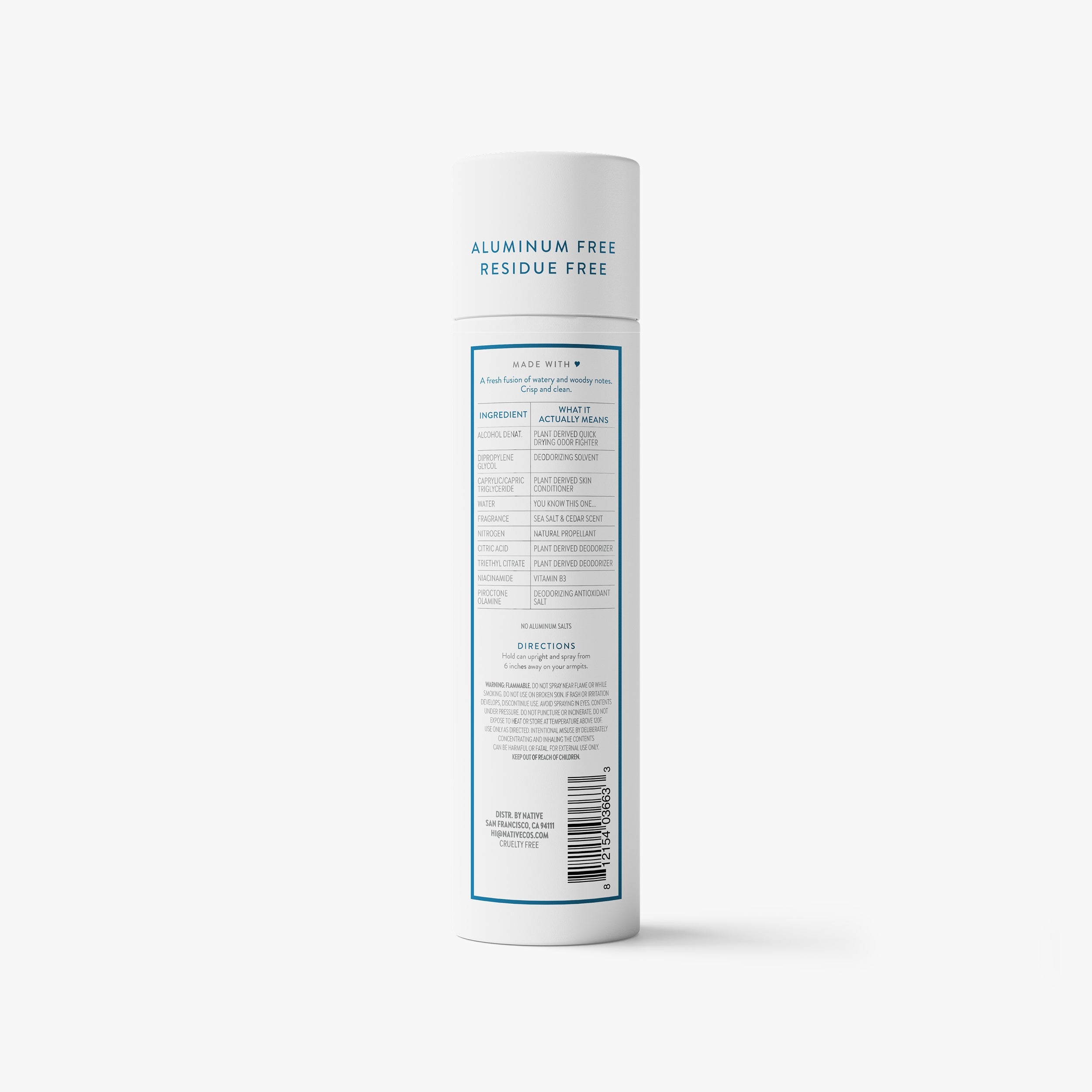 Deodorant Spray Sea Salt and Cedar 3.5oz Classic Everyday Essential