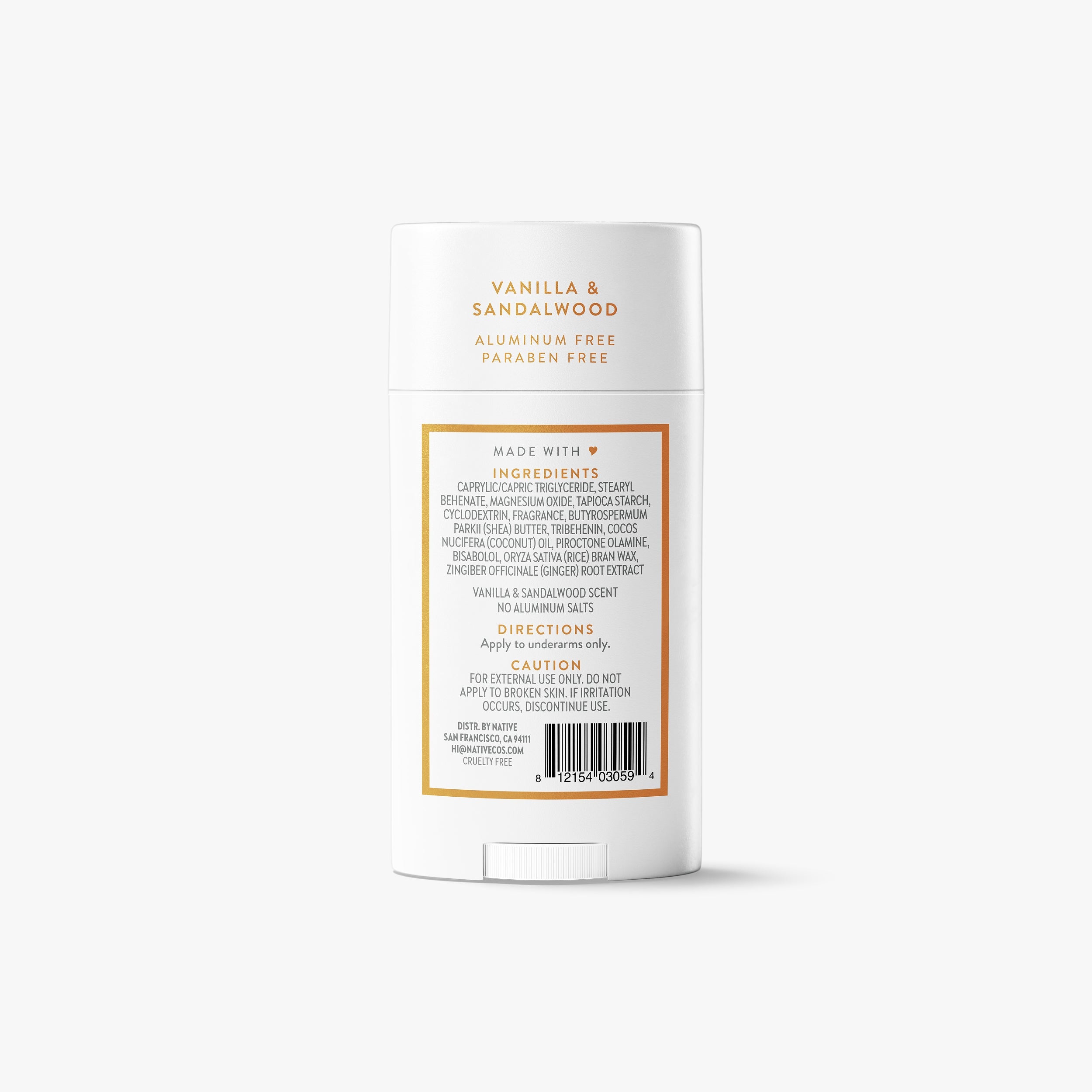 Deodorant Stick Vanilla and Sandalwood 2.65oz Classic Everyday Essential