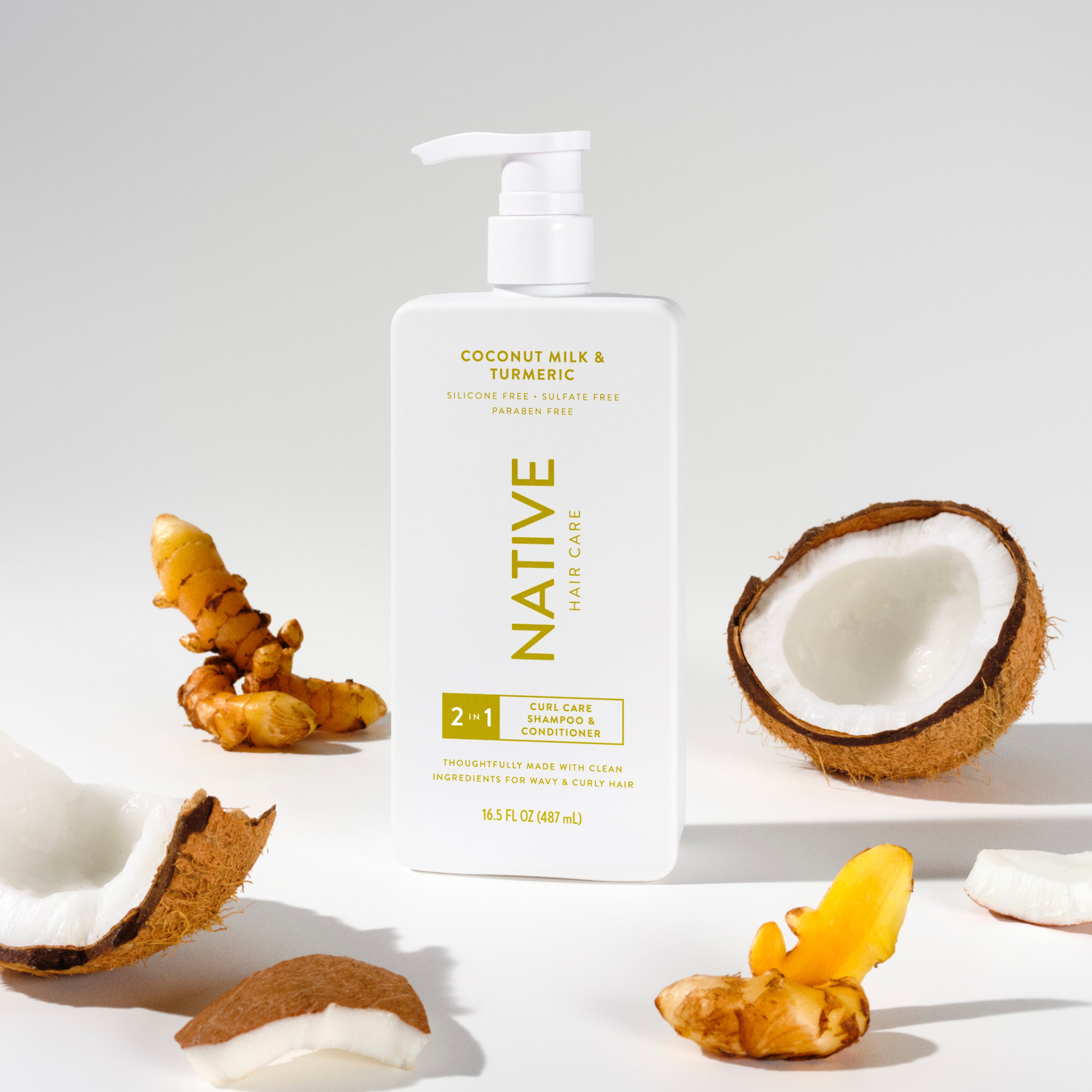 Curl Care 2 in 1 Shampoo and Conditioner Coconut Milk and Turmeric 16.5oz Classic Everyday Essential