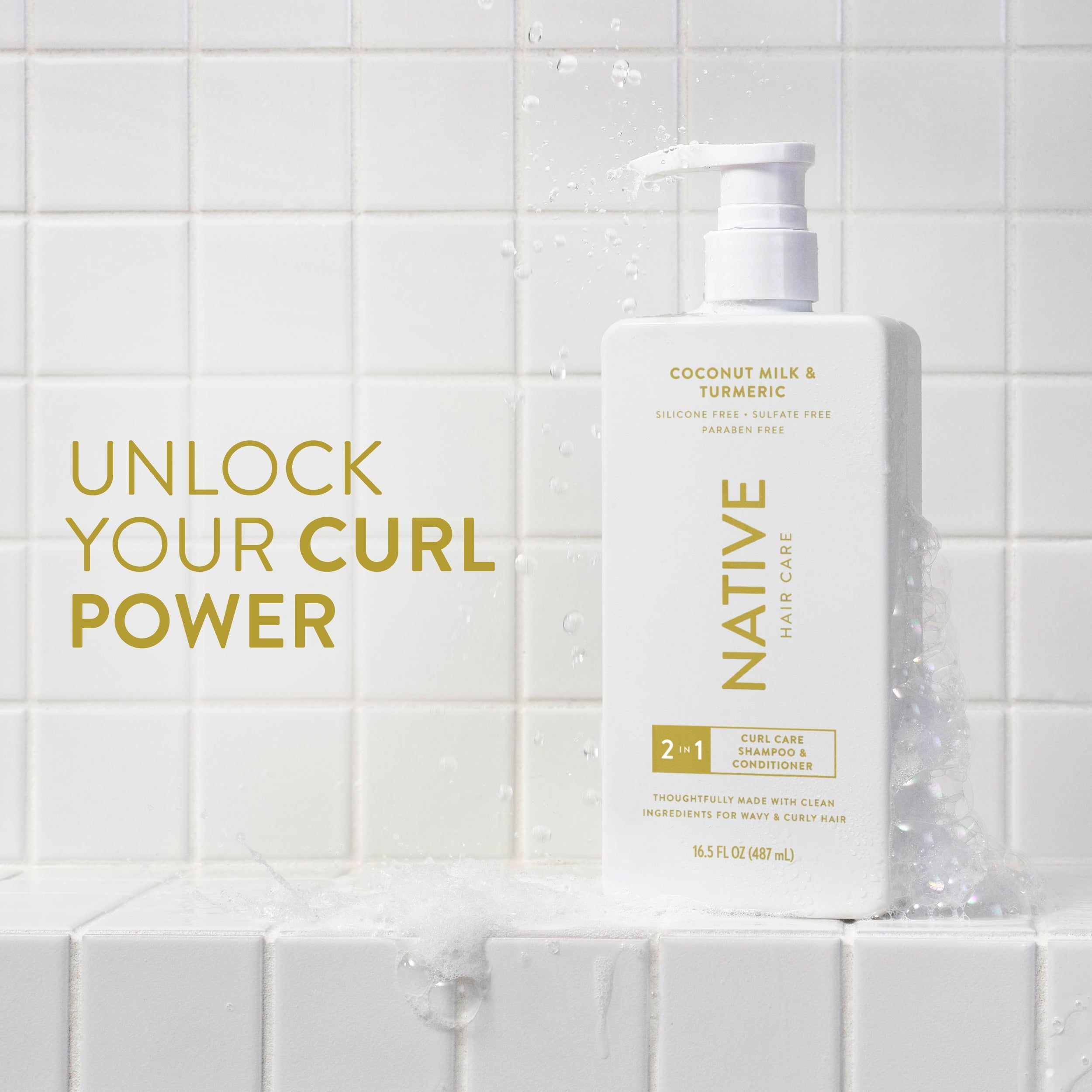 Curl Care 2 in 1 Shampoo and Conditioner Coconut Milk and Turmeric 16.5oz Classic Everyday Essential