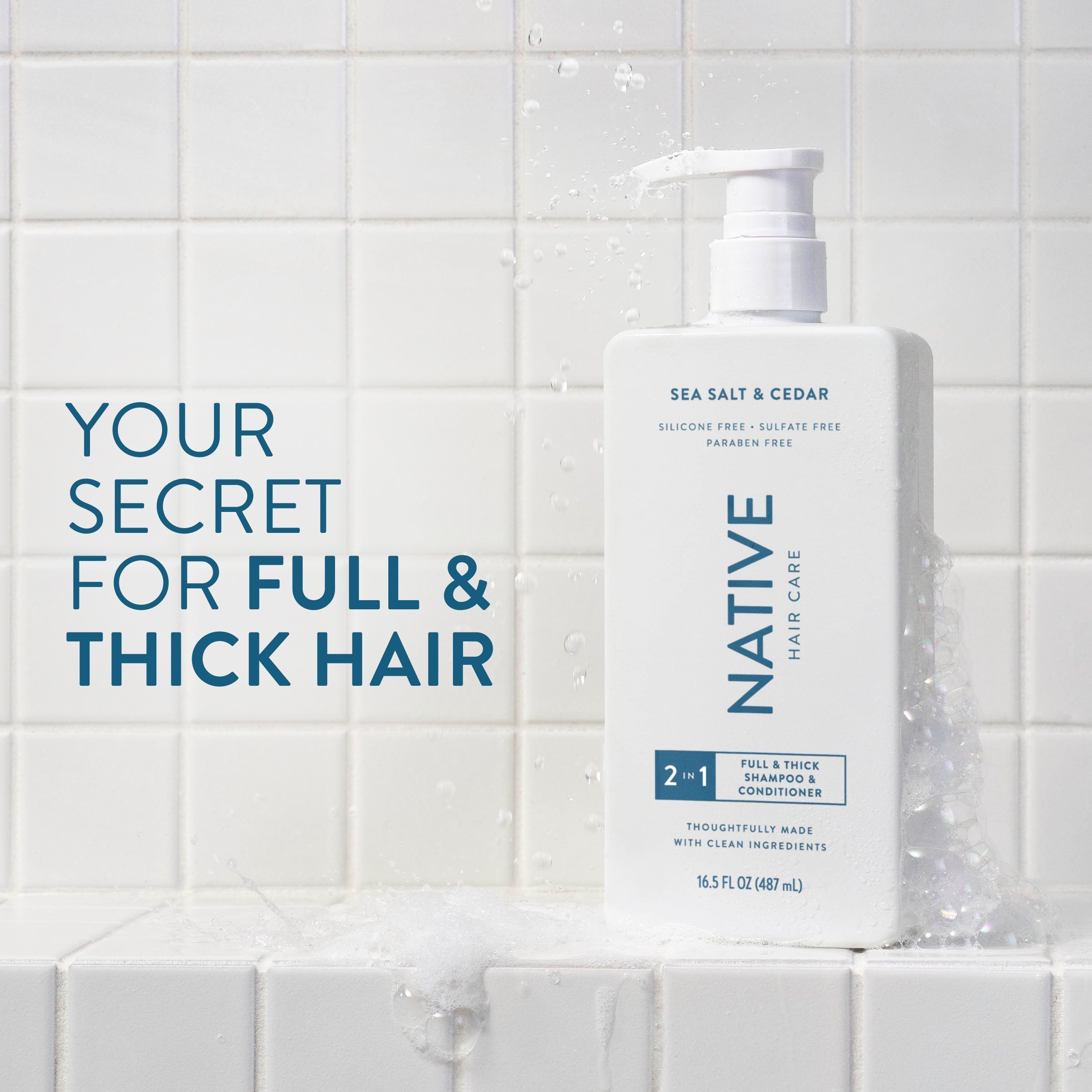 Full and Thick 2 in 1 Shampoo and Conditioner Sea Salt and Cedar 16.5oz Classic Everyday Essential