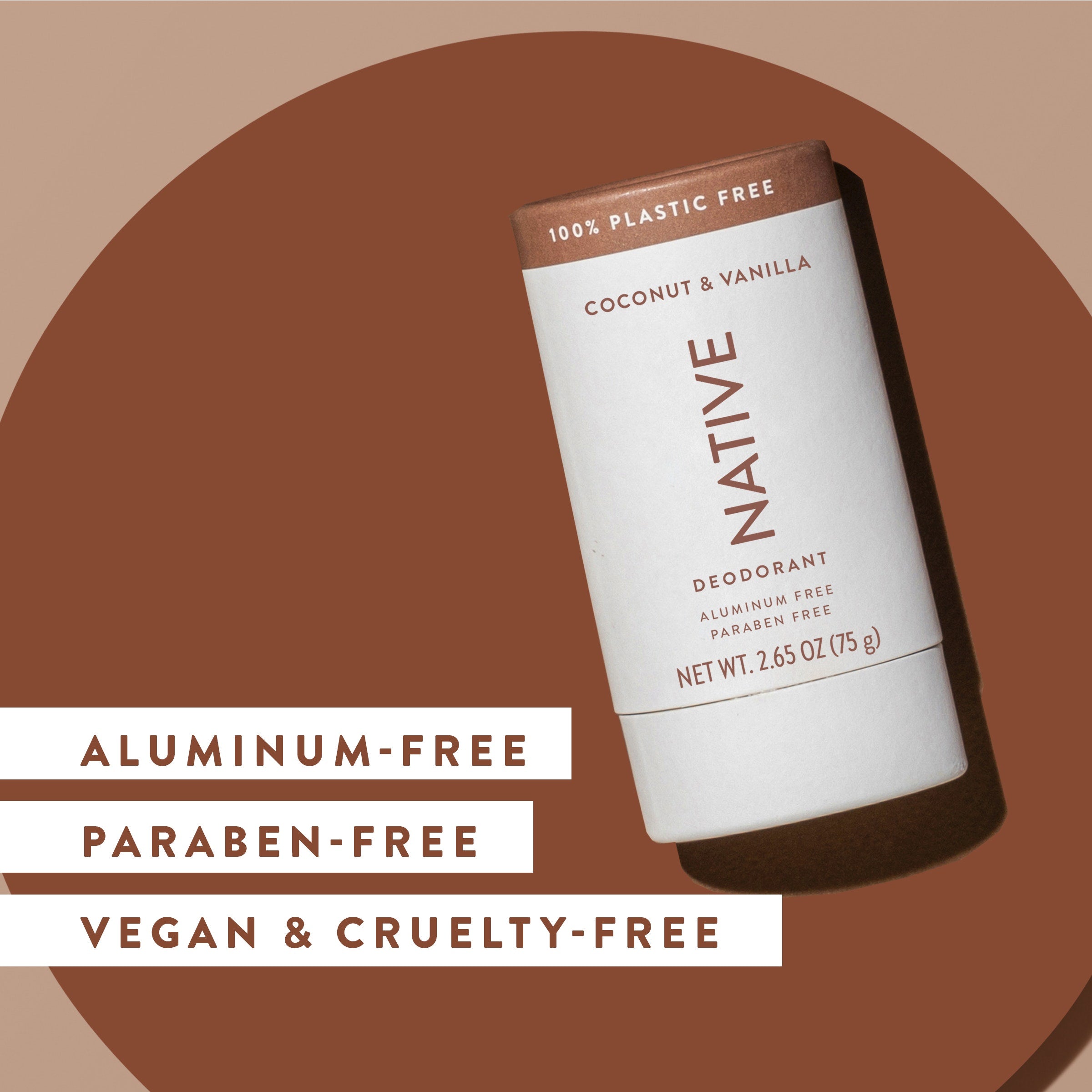 Plastic Free Deodorant Stick Coconut and Vanilla 2.65oz Classic Everyday Essential