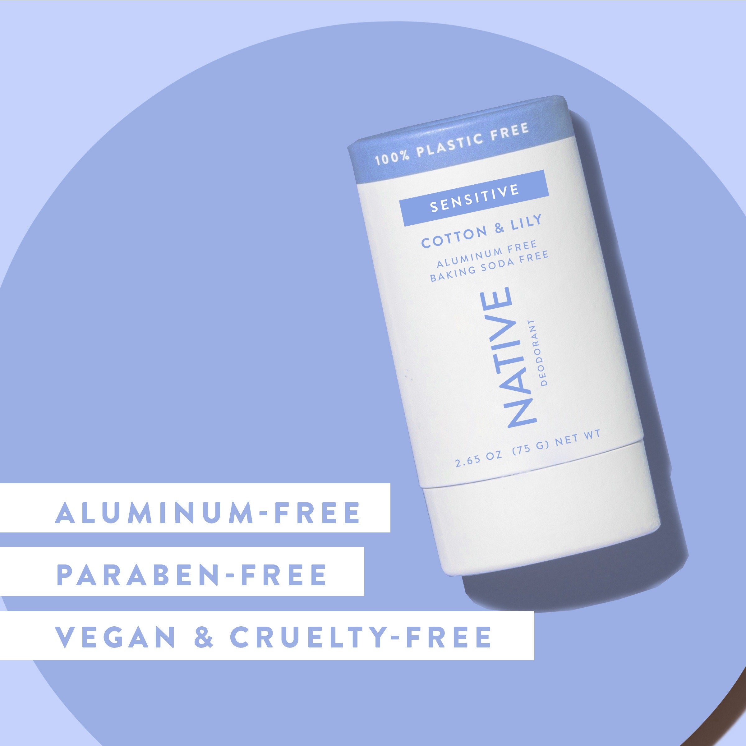 Plastic Free Sensitive Deodorant Stick Cotton and Lily 2.65oz Classic Everyday Essential