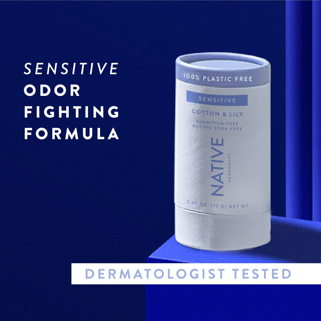 Plastic Free Sensitive Deodorant Stick Cotton and Lily 2.65oz Classic Everyday Essential