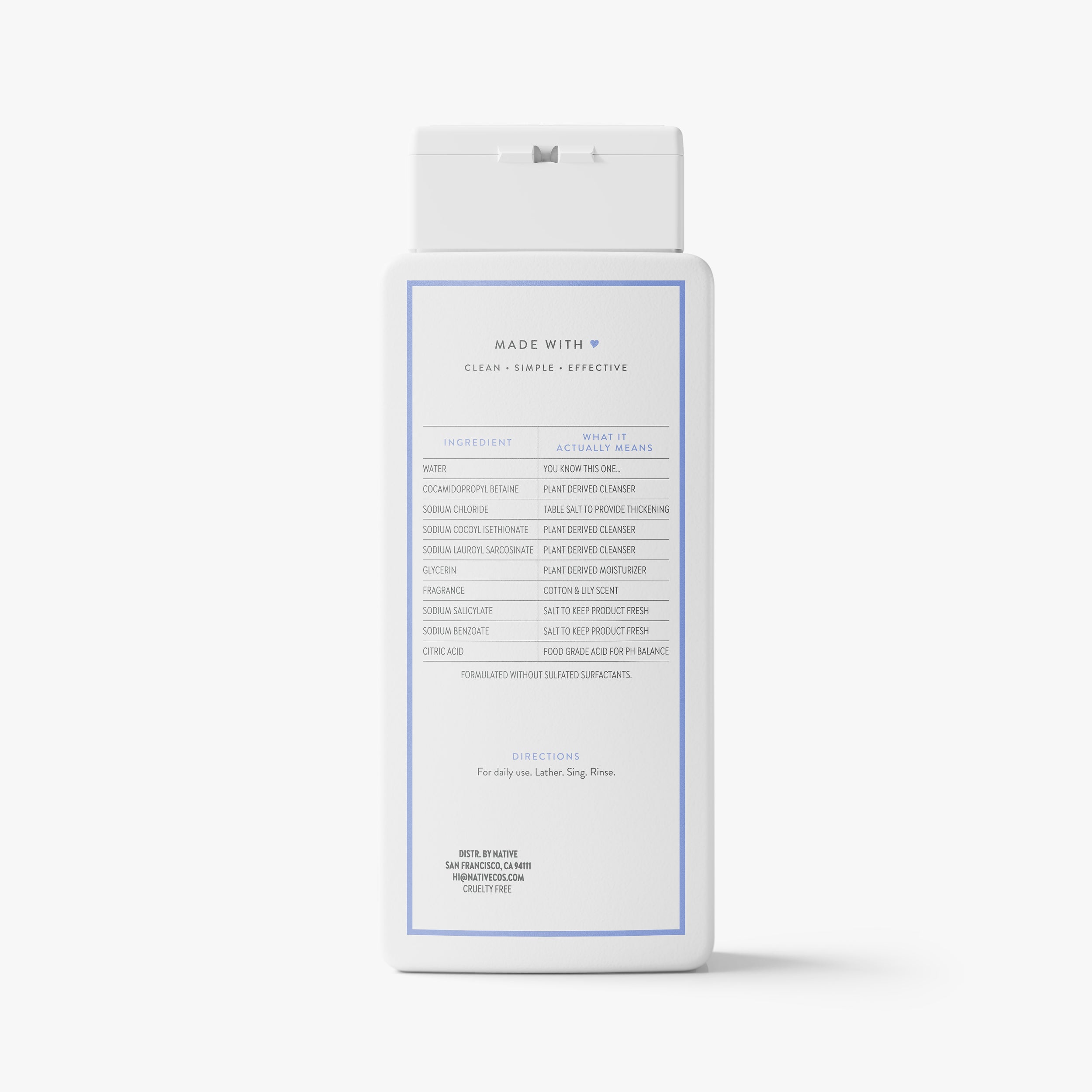 Body Wash Cotton and Lily 18oz Classic Everyday Essential