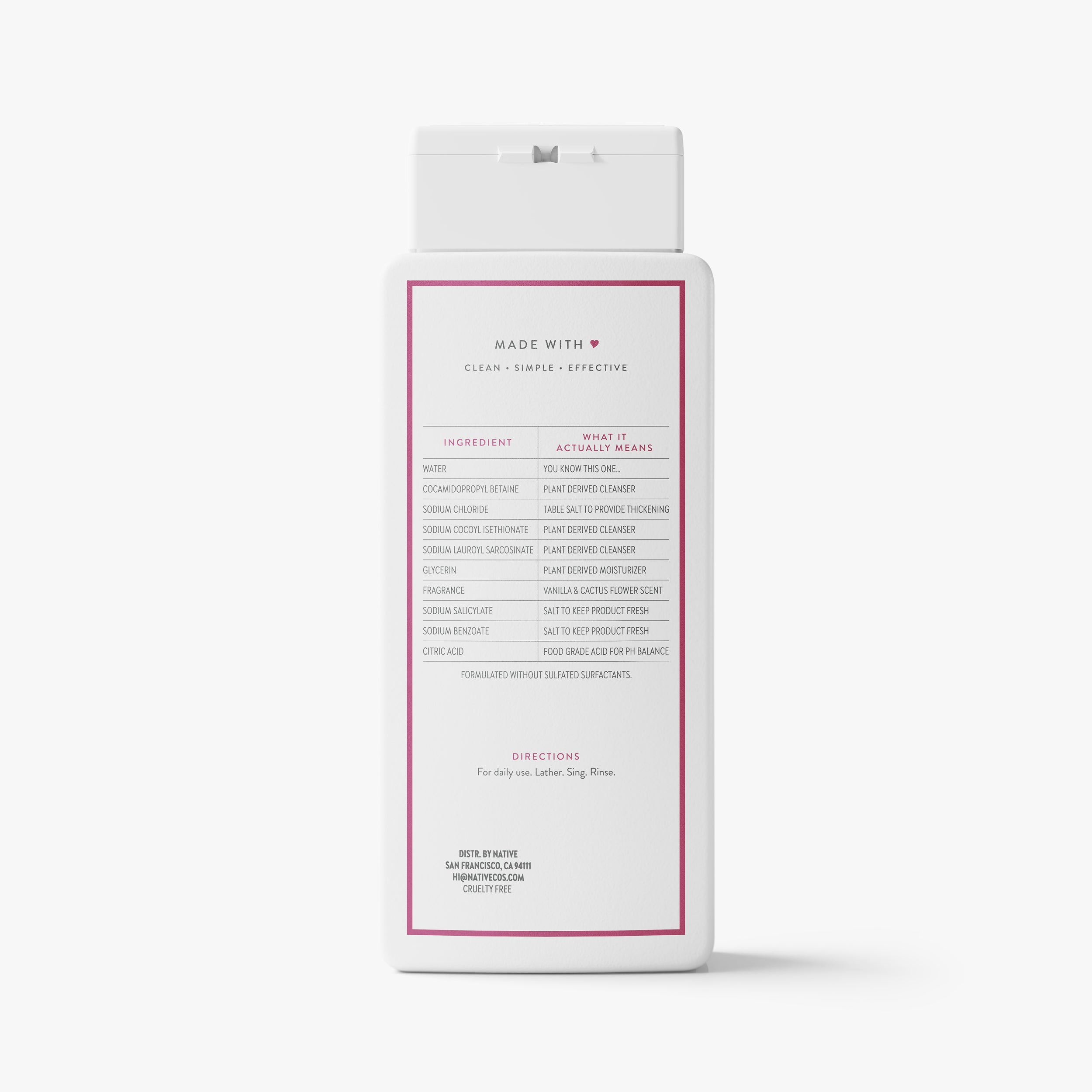 Body Wash Vanilla and Cactus Flower 18oz Classic Everyday Essential