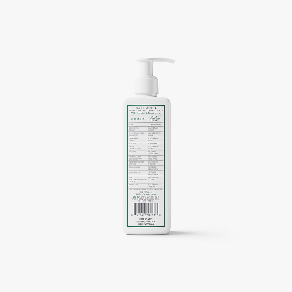 Whole Body Shave Cream Cedarwood and Jasmine 7.6oz Classic Everyday Essential