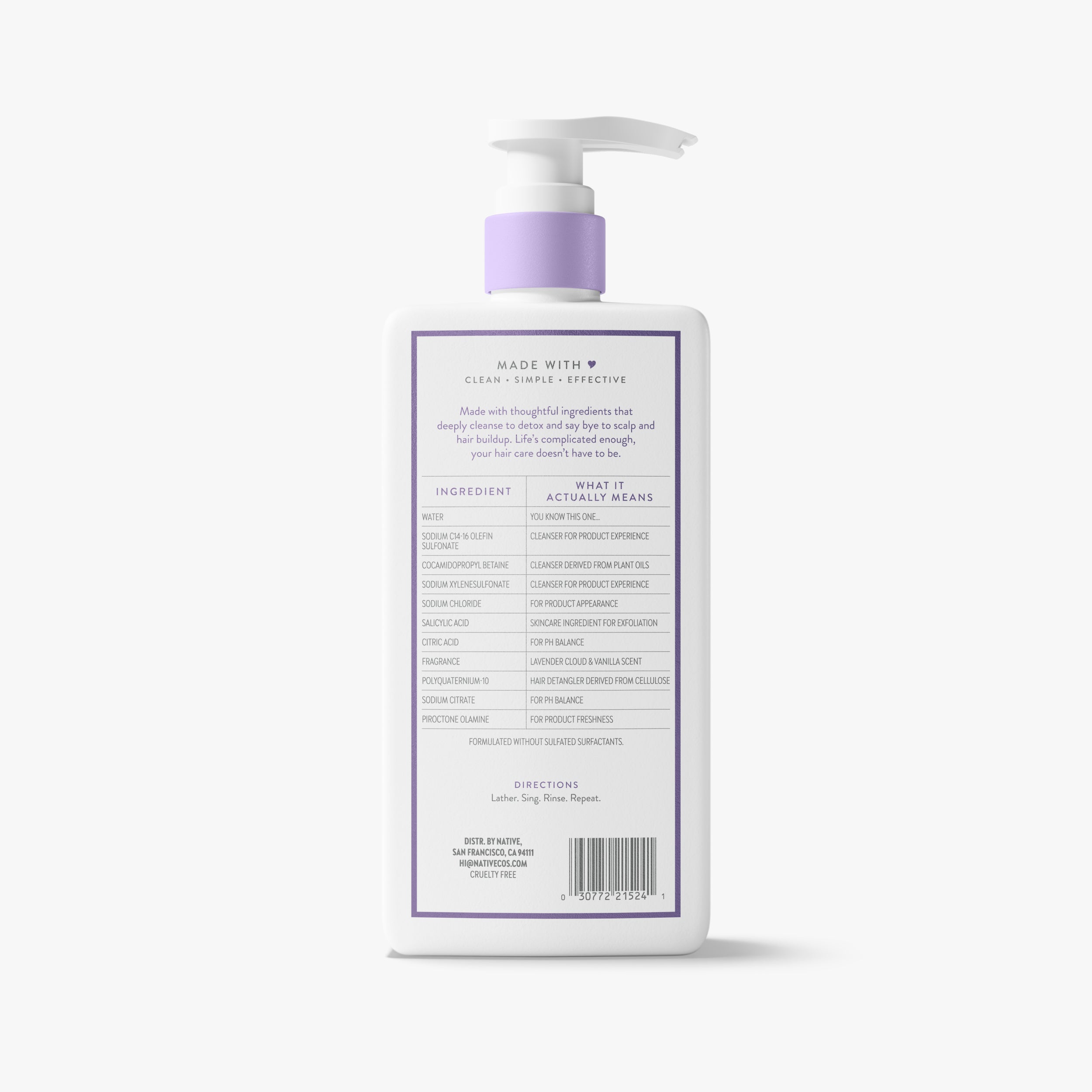 Scalp Clarifying Shampoo Lavender Cloud and Vanilla 16.5oz Classic Everyday Essential